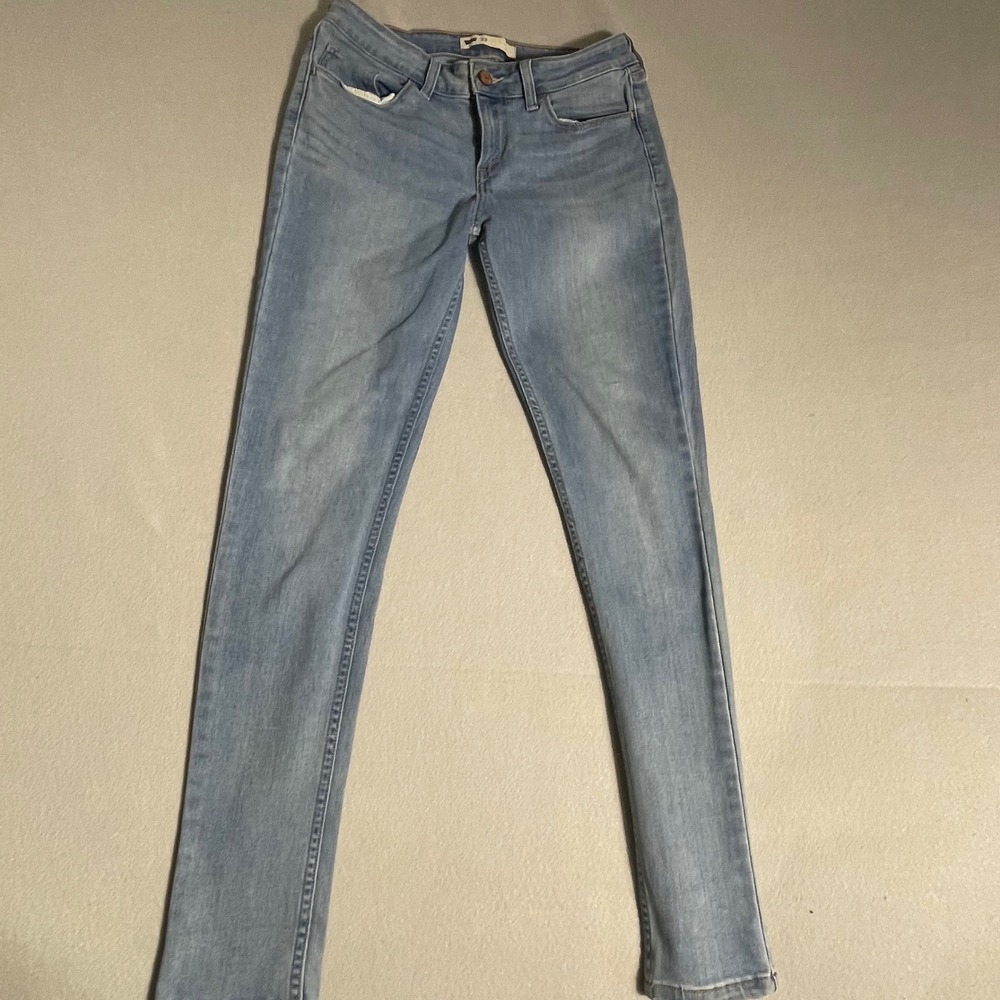 Levis 711 Skinny Jeans Womens 29 Light Wash Blue Denim Mid Rise Stretch‎ 0009